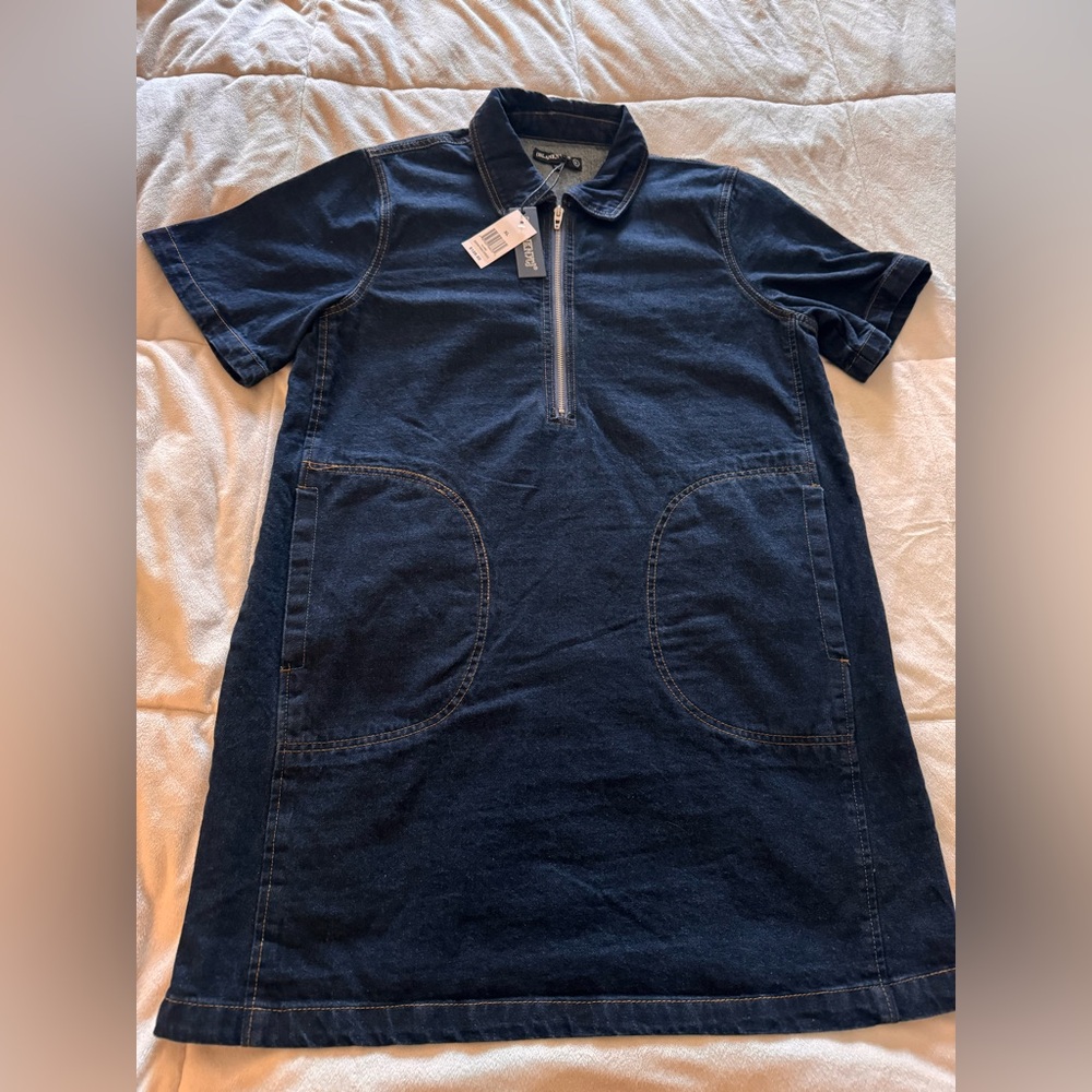 NWT ADORBS AF ZIP FRONT DENIM MINI DRESS FROM BLANK NYC SZ XL ORIG $128 - Picture 6 of 8